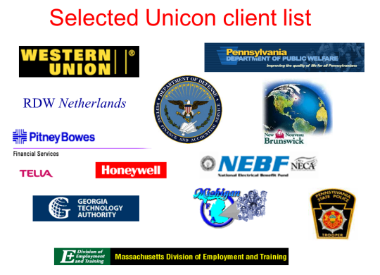Unicon's clients' logos